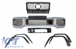 Front Bumper with Fender Flares Wheel Arches and Front Grille suitable for Mercedes G-Class W463 (1989-2018) G65 Design - COCBMBW463AMGWAFGR