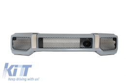 Front Bumper with Fender Flares Wheel Arches and Front Grille All Piano Black suitable for Mercedes G-Class W463 (1989-2018) G65 Design-image-6053135