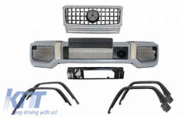 Front Bumper with Fender Flares Wheel Arches and Front Grille Silver suitable for Mercedes G-Class W463 (1989-2018) G65 Design