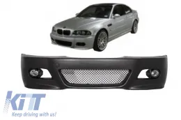 image-8-Front Bumper with Fog Lights suitable for BMW 3 Series Coupe Cabrio Sedan Estate E46 (1998-2004) M3 Design
