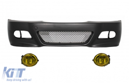 Front Bumper with Fog Lights Yellow suitable for BMW 3 Series Coupe Cabrio Sedan Estate E46 (1998-2004) M3 Design - COFBBME46M3NLY