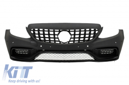 Front Bumper with Front Grille GTR suitable for Mercedes C-Class W205 S205 C205 A205 (2014-2018) Limousine T-Model Coupe Cabriolet C63 Design - COFBMBW205AMGWOGCB