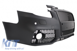 Front Bumper with Front Grille suitable for Audi A4 B7 (2004-2008) RS4 Design Black-image-6024965