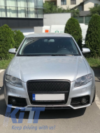 Front Bumper with Front Grille suitable for Audi A4 B7 (2004-2008) RS4 Design Black-image-6027873