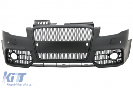 Front Bumper with Front Grille suitable for Audi A4 B7 (2004-2008) RS4 Design Black - FBAUA4B7RS4BDDS