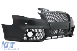Front Bumper with Front Grille suitable for Audi A4 B7 (2004-2008) RS4 Design Black-image-6090382