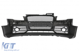 Front Bumper with Front Grille suitable for Audi A4 B7 (2004-2008) RS4 Design Black-image-6090384