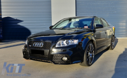 Front Bumper with Front Grille suitable for Audi A4 B7 (2004-2008) RS4 Design Black-image-6090387