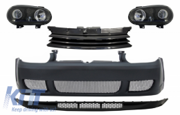 Front Bumper with Grille and Headlights Black suitable for VW Golf IV 4 MK4 (10.1997-09.2003) R32 Look - COCBVWG4RSASWFSFG