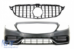 Front Bumper with Grille Black suitable for Mercedes C-Class W205 S205 C205 A205 (2014-2018) C63 GT-R Design - COFBMBW205FAMGWOGFGB