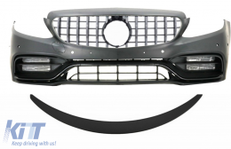 Front Bumper with Grille Chrome and Trunk Boot Spoiler Matte Black suitable for Mercedes C-Class C205 (2014-2018) C63 Design - COCBMBW205FAMGBWOGFG
