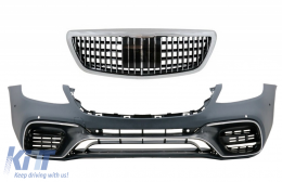 Front Bumper with Grille Chrome suitable for Mercedes S-Class W222 Facelift (2014-06.2017) Vertical S63 Design - COFBMBW222AMGS63FMBH