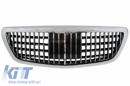 Front Bumper with Grille Chrome suitable for Mercedes S-Class W222 Facelift (2014-06.2017) Vertical S63 Design-image-6058007