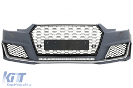 Front Bumper with Grille suitable for Audi A4 B9 8W (2016-2018) Quattro RS4 Design - FBAUA4B9RSB