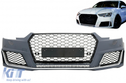 Front Bumper with Grille suitable for Audi A4 B9 8W (2016-2018) Quattro RS4 Design-image-6072860