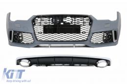 image-78-Front Bumper with Grille suitable for Audi A7 4G Facelift (2015-2018) and Rear Bumper Valance Diffuser & Exhaust Tips RS7 Design