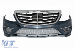 Front Bumper with Grille suitable for Mercedes S-Class W222 (2013-06.2017) S65 Design - COFBMBW222AMGS65