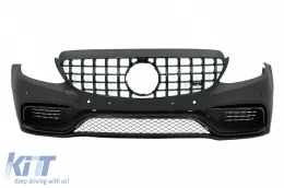 image-14-Front Bumper with Grille suitable for Mercedes C-Class W205 S205 C205 A205 (2014-2018) Limousine T-Model Coupe Cabriolet C63 Design