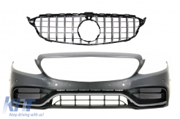 Front Bumper with Grille suitable for Mercedes C-Class W205 S205 C205 A205 (2014-2018) C63 GT-R Design - COFBMBW205FAMGWOGFG