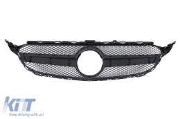 Front Bumper with Grille suitable for Mercedes C-Class W205 S205 C205 A205 (2014-2018) Limousine T-Model Coupe Cabriolet Black-image-6102385
