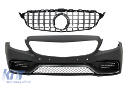 Front Bumper with Grille suitable for Mercedes C-Class W205 S205 C205 A205 (03.2018-2020) C63 Design