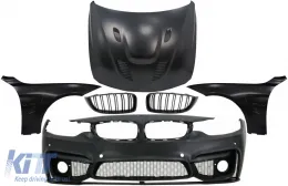 image-60-Front Bumper with Grilles and Front Fenders & Hood Bonnet suitable for BMW 4 Series F32 Coupe F33 Convertible F36 Gran Coupe (2013-2017) M4 Design All Black