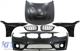 image-47-Front Bumper with Grilles and Front Fenders & Hood Bonnet suitable for BMW 4 Series F32 Coupe F33 Convertible F36 Gran Coupe (2013-2017) M4 Design Black