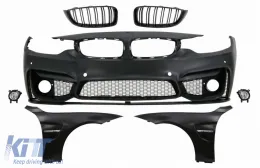 image-71-Front Bumper with Grilles Piano Black and Front Fenders suitable for BMW 4 Series F32 Coupe F33 Convertible F36 Gran Coupe (2013-02.2017) M4 Design