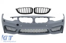 image-21-Front Bumper with Grilles suitable for BMW 4 Series F32 Coupe F33 Convertible F36 Gran Coupe (2013-2017) M4 Design
