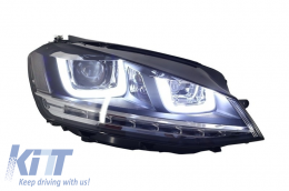 Front Bumper with Headlights 3D DRL Silver LED FLOWING Dynamic Sequential Turning Lights suitable for VW Golf VII 7 (2013-2017) R-Line Look RHD-image-6051433