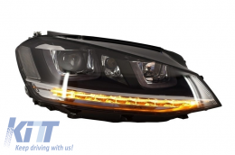 Front Bumper with Headlights 3D DRL Silver LED FLOWING Dynamic Sequential Turning Lights suitable for VW Golf VII 7 (2013-2017) R-Line Look RHD-image-6051435