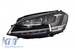 Front Bumper with Headlights 3D DRL Silver LED FLOWING Dynamic Sequential Turning Lights suitable for VW Golf VII 7 (2013-2017) R-Line Look RHD-image-6051438