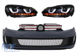 Front Bumper with Headlights LED Dynamic Turning Light suitable for VW Golf VI 6 (2008-2013) GTI Look - COFBVWG6GTIUR
