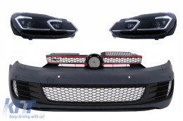 Front Bumper with Headlights LED Silver Flowing Dynamic Sequential Turning Lights suitable for VW Golf VI 6 (2008-2013) GTI G7.5 Design