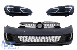 image-49-Front Bumper with Headlights LED Silver Flowing Dynamic Sequential Turning Lights suitable for VW Golf VI 6 (2008-2013) GTI G7.5 Design