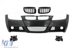 image-42-Front Bumper with Kidney Grilles and Smoke Fog Lights suitable for BMW 3 Series E90 E91 Sedan Touring (2004-2008) M-Technik Design