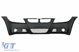 Front Bumper with Kidney Grilles and Smoke Fog Lights suitable for BMW 3 Series E90 E91 Sedan Touring (2004-2008) M-Technik Design-image-6071433