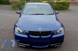 Front Bumper with Kidney Grilles and Smoke Fog Lights suitable for BMW 3 Series E90 E91 Sedan Touring (2004-2008) M-Technik Design-image-6071434