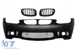 Front Bumper with Kidney Grilles Double Stripe suitable for BMW 3 Series E92 E93 (2006-2009) Without PDC and Projectors - COFBBME92M3WFFGDPB
