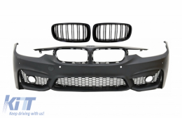 Front Bumper with Kidney Grilles Double Stripes suitable for BMW 3 Series F30 F31 Non LCI & LCI (2011-2018) M3 Sport EVO Design - COFBBMF30M3DDPB