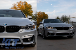 Front Bumper with Kidney Grilles Double Stripes suitable for BMW 3 Series F30 F31 Non LCI & LCI (2011-2018) M3 Sport EVO Design-image-6055283
