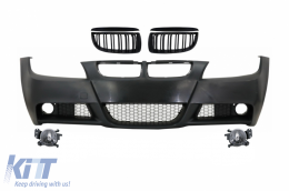 Front Bumper with Kidney Grilles suitable for BMW 3 Series E90 E91 Sedan Touring (2004-2008) M-Technik Design - COFBBME90MTWOPSF
