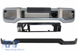 Front Bumper with LED DRL Spoiler Extension suitable for Mercedes G-Class W463 (1989-2017) G65 Design - COFBSMBW463BK