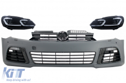 Front Bumper with LED Headlights Flowing Dynamic Sequential Turning Lights suitable for VW Golf VI 6 MK6 (2008-2013) R20 Design With PDC - COFBVWG6R20PDCFS