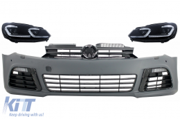 image-30-Front Bumper with LED Headlights Flowing Dynamic Sequential Turning Lights suitable for VW Golf VI 6 MK6 (2008-2013) R20 Design With PDC