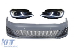 Front Bumper with LED Headlights Sequential Dynamic Turning Lights suitable for VW Golf VII 7 5G (2013-2017) GTI Look - COFBVWG7GTIHLFS