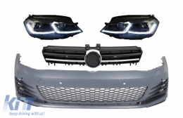 Front Bumper with LED Headlights Sequential Dynamic Turning Lights and Grille Chrome Insertions suitable for VW Golf VII 7 5G (2013-2017) GTI Look - COCBVWG7GTIHLFSC