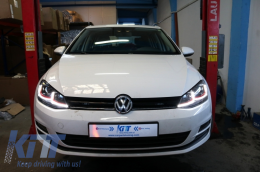 Front Bumper with LED Headlights Sequential Dynamic Turning Lights and Grille Red suitable for VW Golf VII 7 5G (2013-2017) Facelift G7.5 GTI Look-image-6067490
