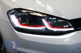 Front Bumper with LED Headlights Sequential Dynamic Turning Lights and Grille Red suitable for VW Golf VII 7 5G (2013-2017) Facelift G7.5 GTI Look-image-6067491