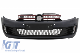 Front Bumper with Lip Extension Spoiler Piano Black suitable for VW Golf VI 6 (2008-2013) GTI Look-image-6072283